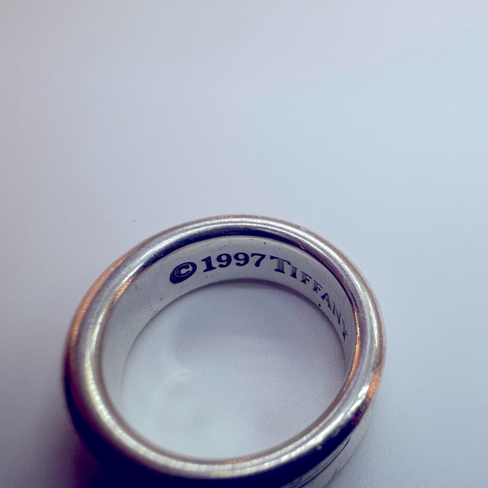 Tiffany & Co Ring Tiffany & Co 1837 Ring Silver SZ 5 Wide Band 1997 w Pouch - Picture 8 of 10